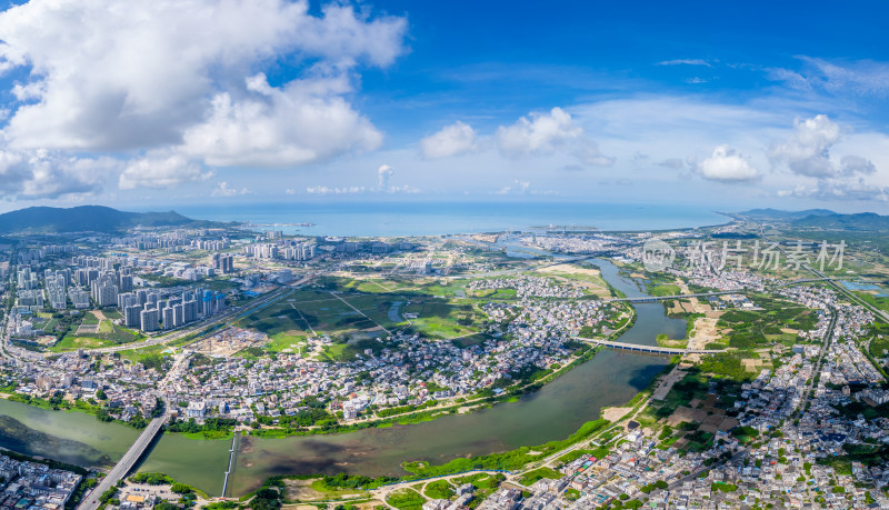 海南三亚崖州科技城高视角城市航拍4k全景