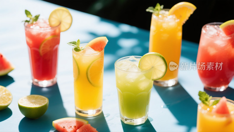 多款色彩缤纷的果汁饮品