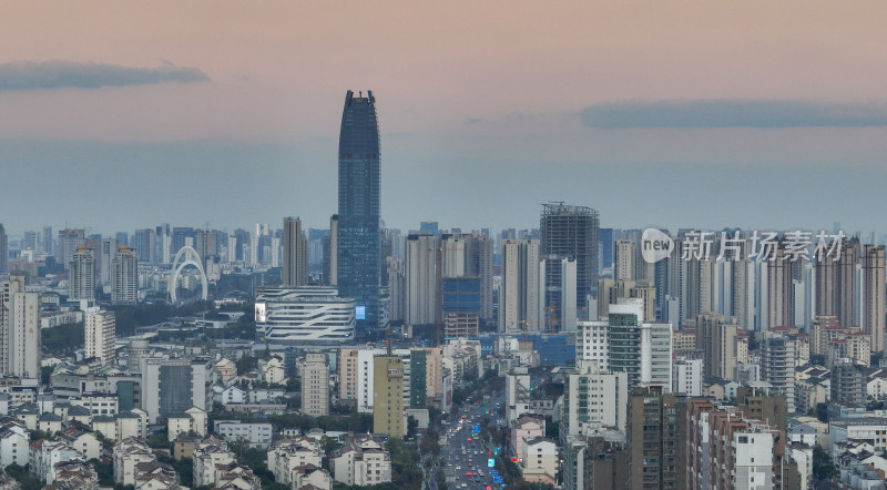 航拍昆山城区建筑风光大景