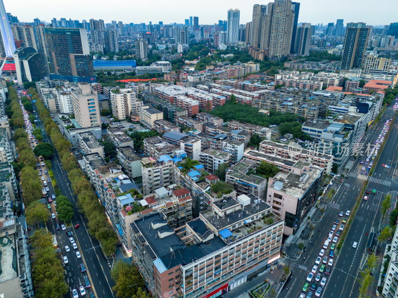 成都天府熊猫塔周边建筑交通航拍图