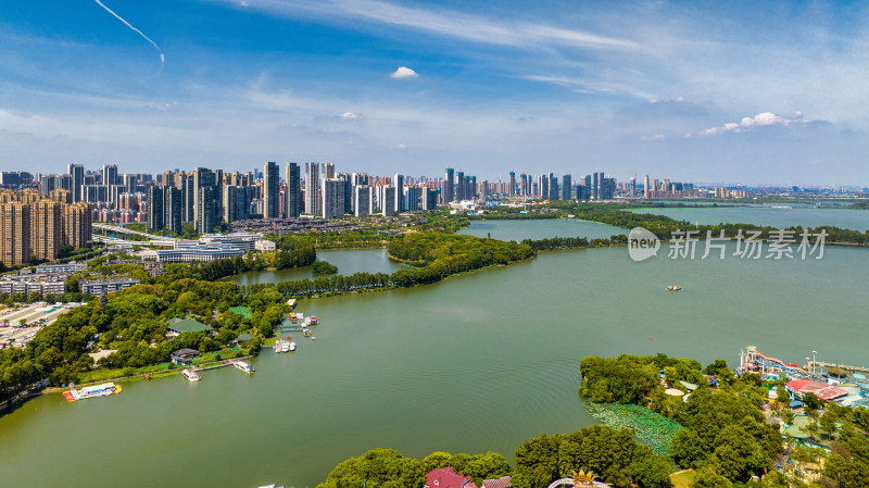 武汉东湖风景区楚风园附近航拍