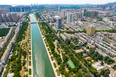 河南平顶山城市大景航拍图