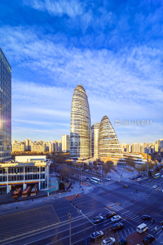 望京CBD建筑群冬季早晨阳光