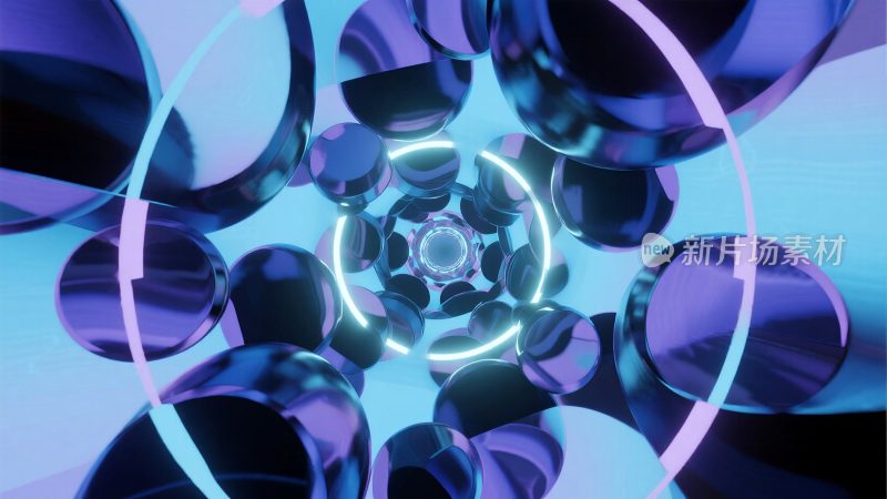 抽象蓝色环形光影背景素材