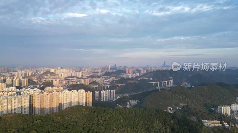 航拍贵阳大景云贵山山头公园