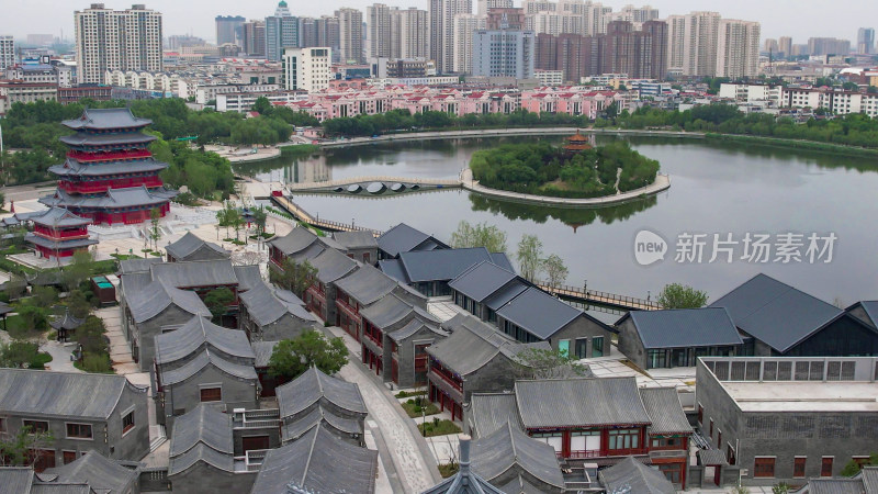 河北沧州南川楼历史文化古建筑航拍风景