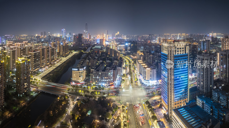 宁波鄞州都市夜景的流光溢彩