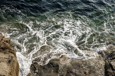 大海海浪礁石沙滩