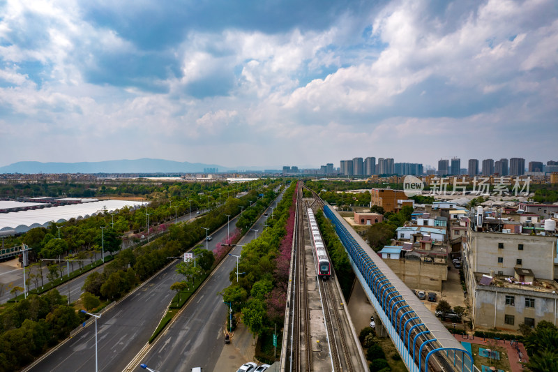 昆明地铁轨道交通航拍图