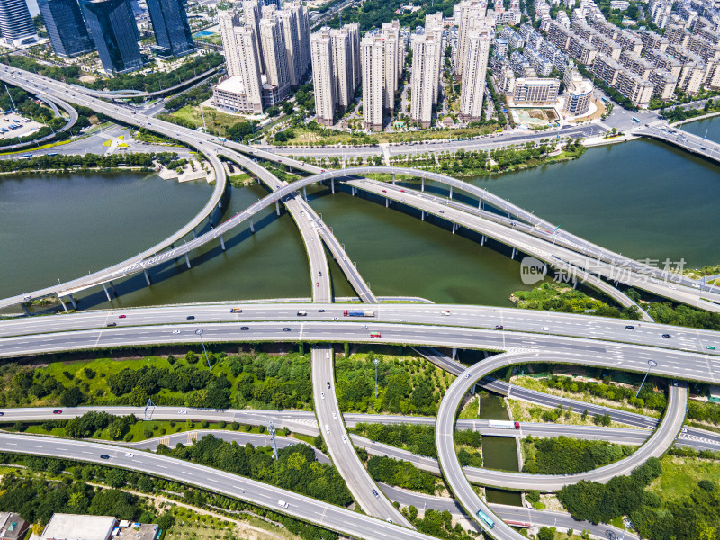 福建福州国货互通高架桥交通航拍摄影图
