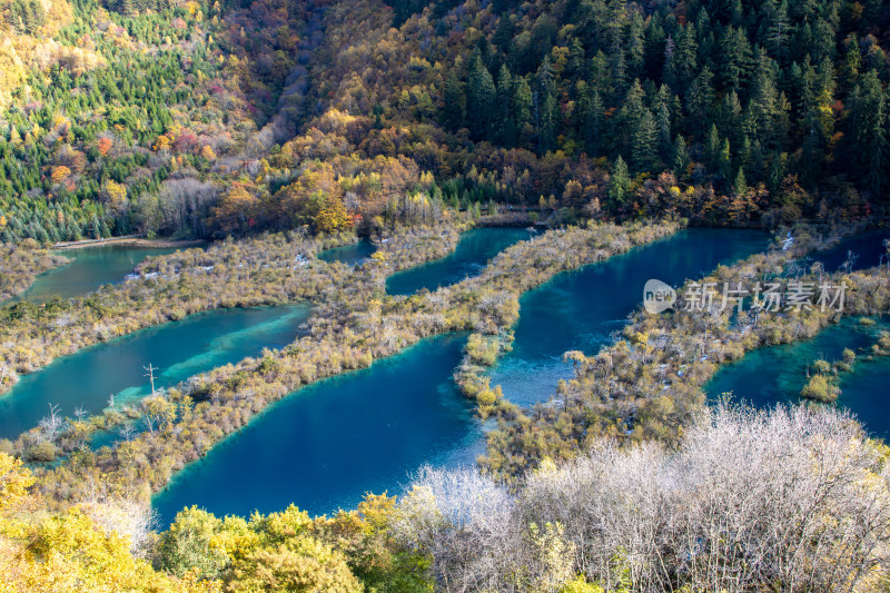 九寨沟秋色，树正群海湖光山色五彩斑斓