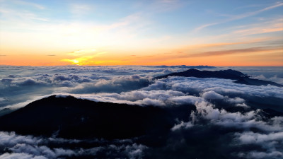 航拍森林自然风景云海日出唯美山川河流朝霞