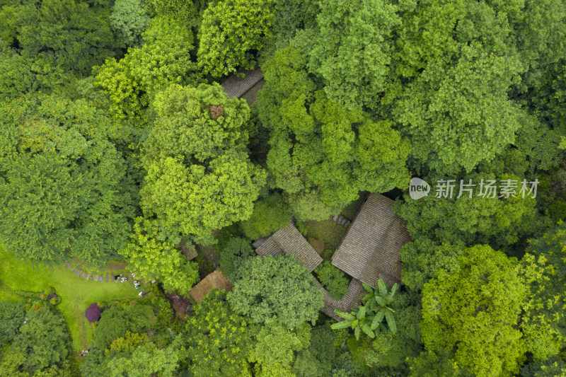 杭州富阳黄公望隐居地春天航拍