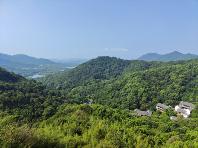 杭州湘湖越王城山登顶远眺湘湖景观