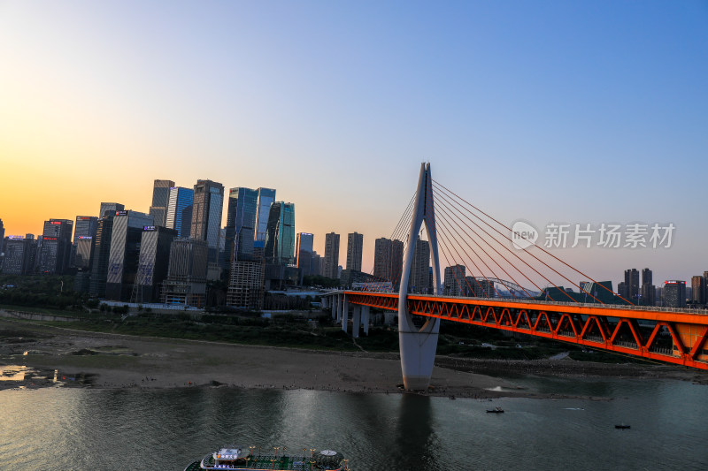 重庆千厮门大桥现代化科技城市建筑夜景风光