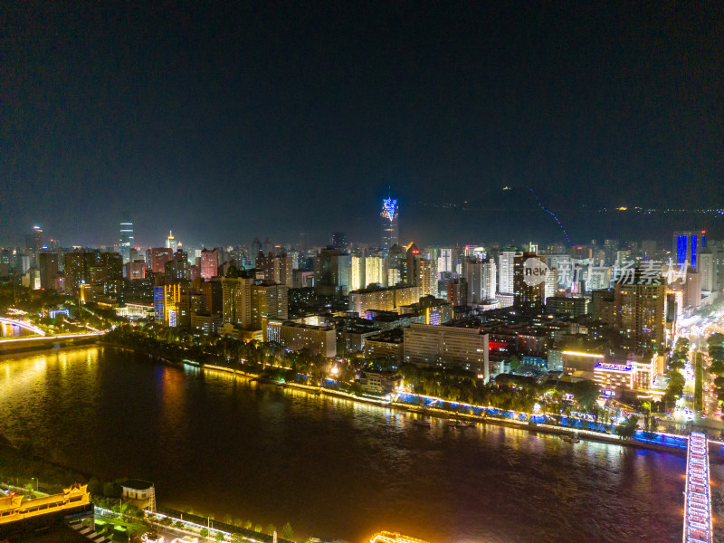 兰州黄河夜景航拍图