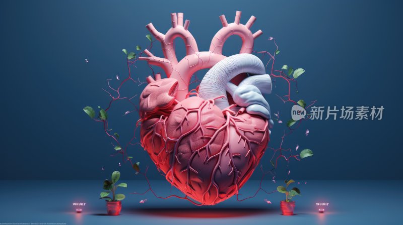 3D医疗医学插图，心脏