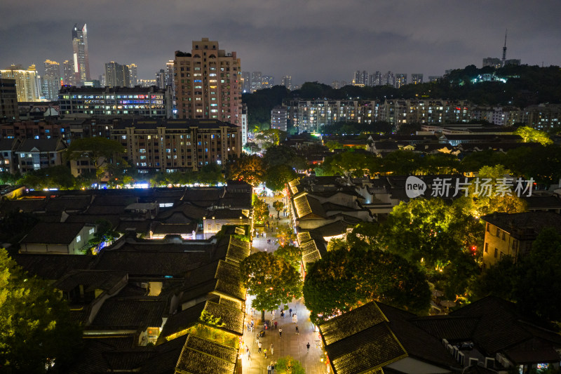 航拍福州三坊七巷夜景