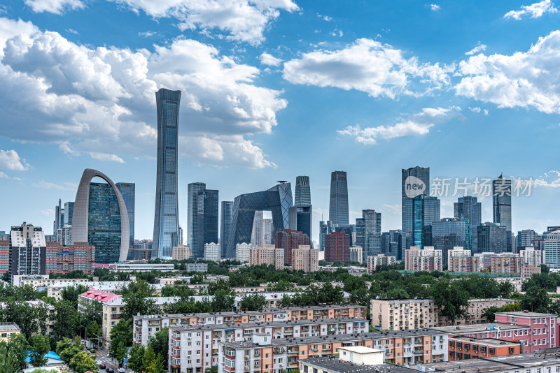 中国北京CBD城市发展蓝天白云