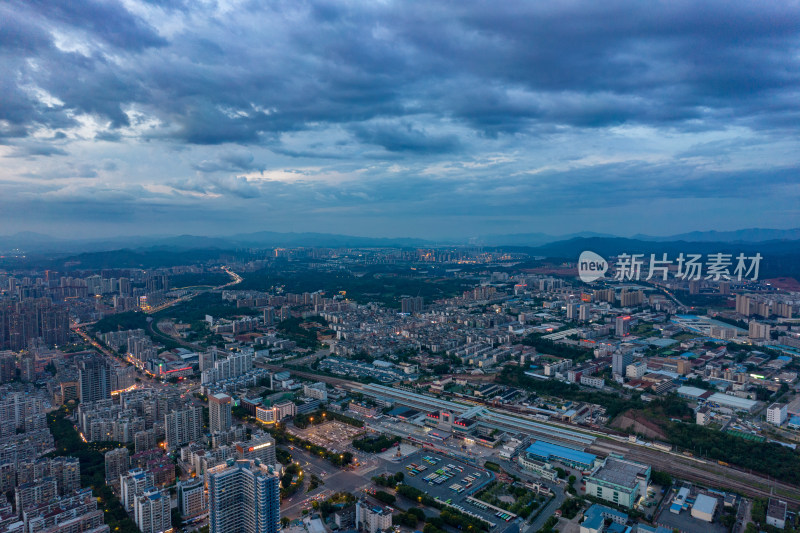 江西赣州城市晚霞航拍摄影图