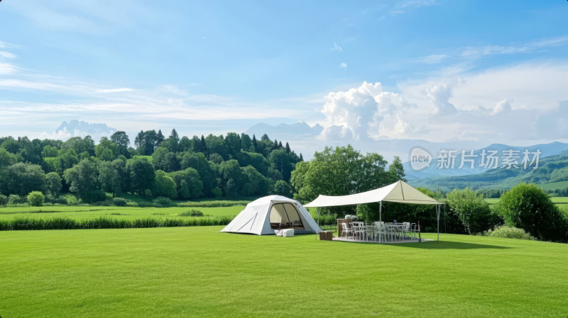 夏至小暑节气户外露营休闲度假旅游生活背景