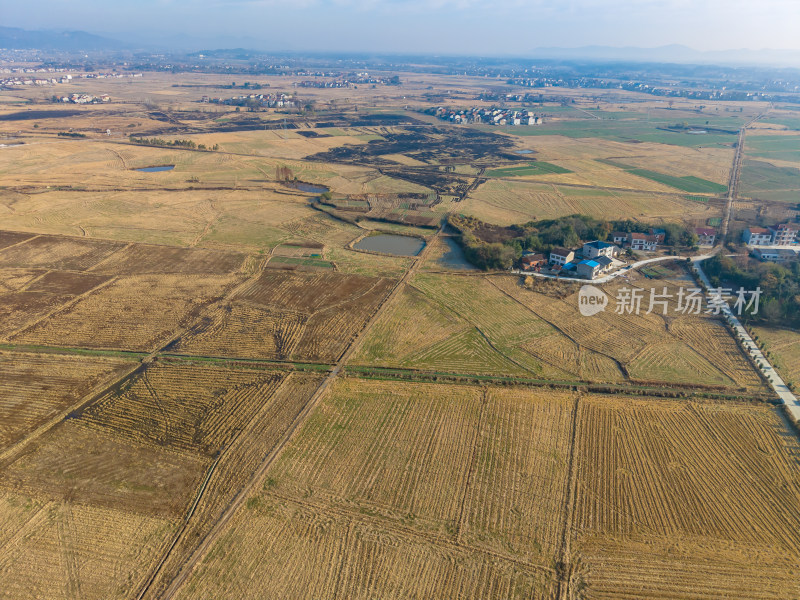 乡村田野航拍全景