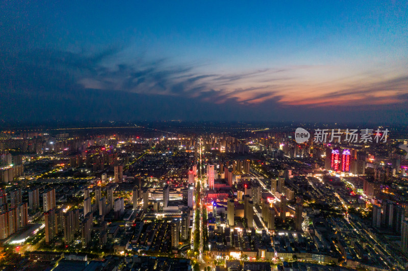 安徽宿州城市夜景交通航拍图