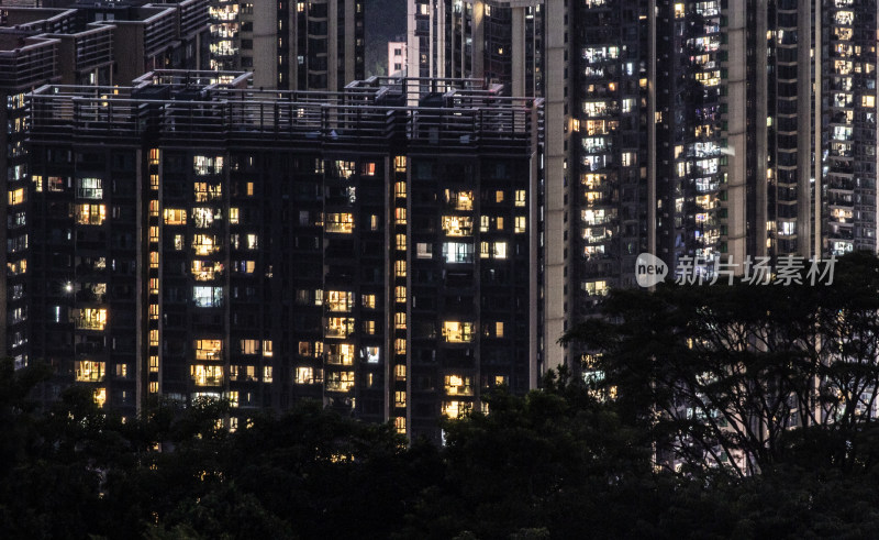 夜晚都市的万家灯火明