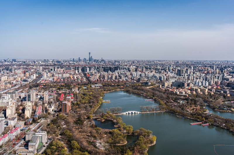 玉渊潭公园城市风光北京CBD建筑群