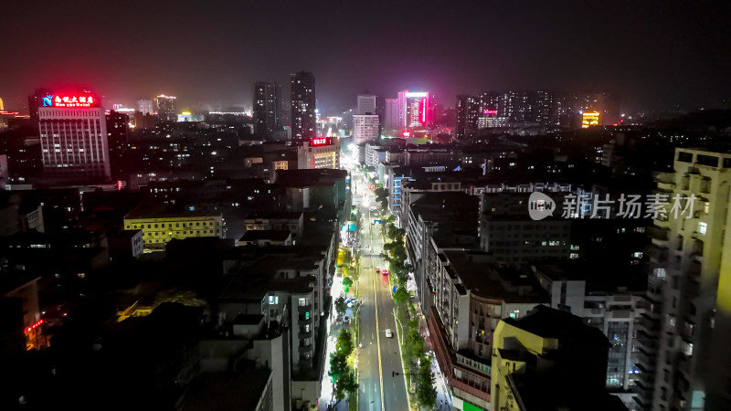 航拍湖北鄂州南浦路夜景交通