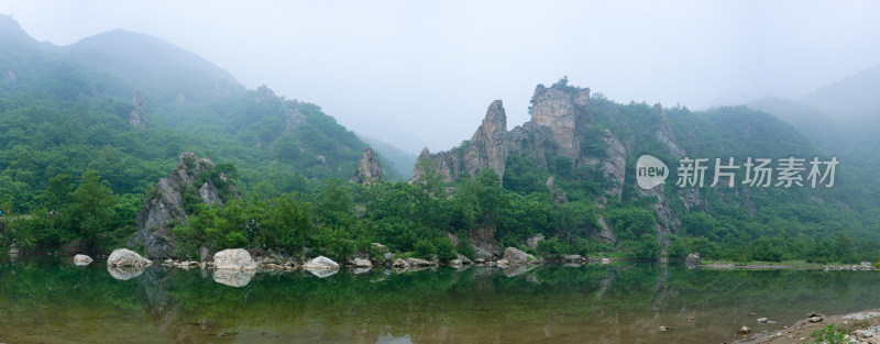 大连庄河北峪夏季山水风光全景图