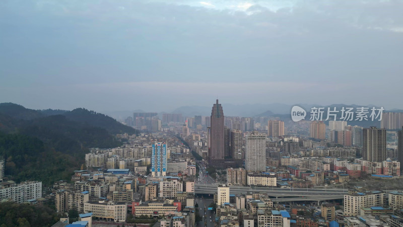 航拍贵州遵义城市建设