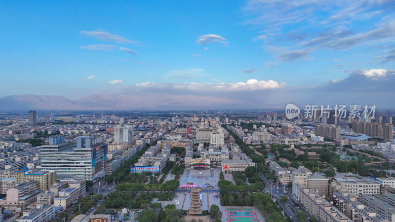 甘肃张掖中心广场张掖建设航拍摄影图