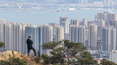 航拍威海环翠猴子山无人机飞手俯瞰城市高楼