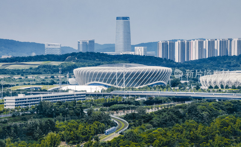 武汉光谷网球场及周边城市风光全景