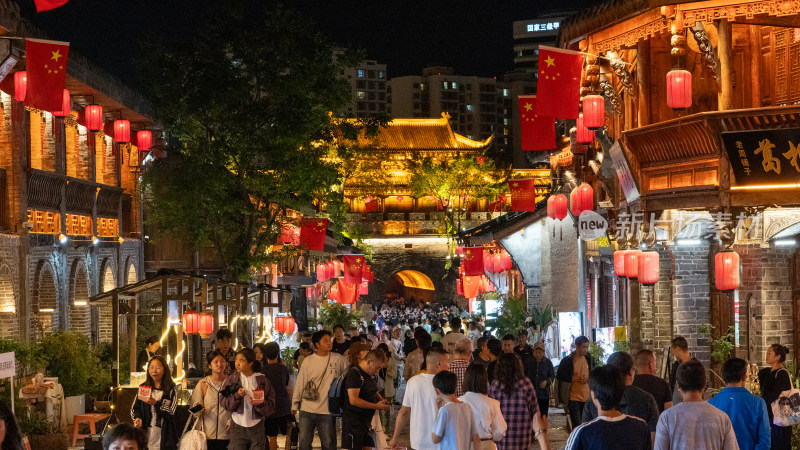 国庆四川凉山彝族自治州西昌建昌古城夜景