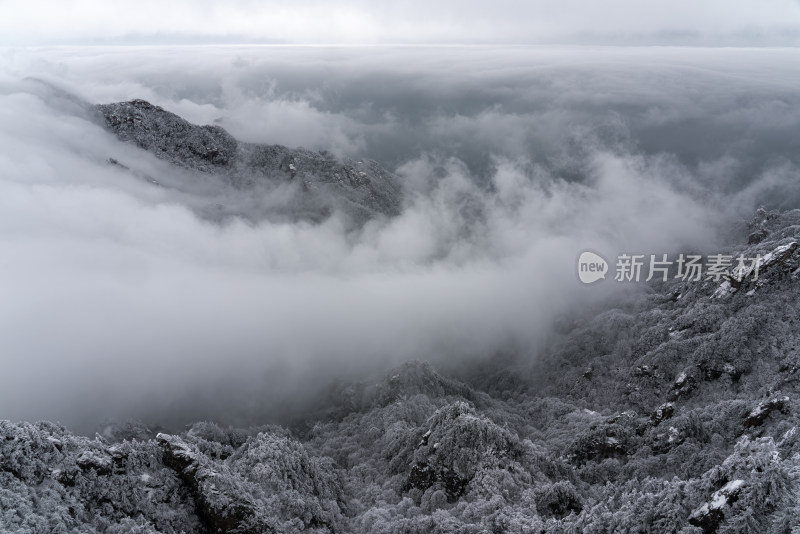 山川大雪云海大气航拍