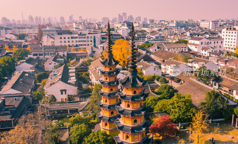 苏州定慧寺银杏航拍