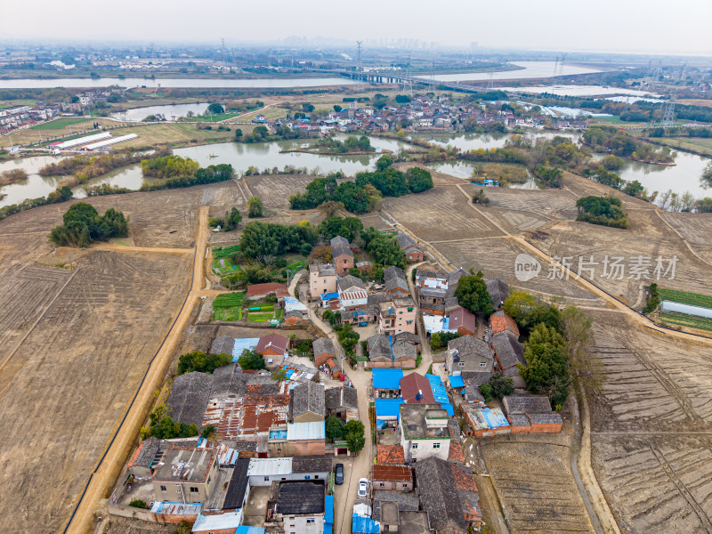 乡村田野航拍全景