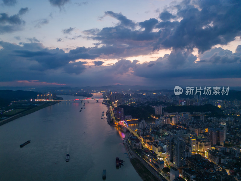 广西梧州夕阳晚霞夜景