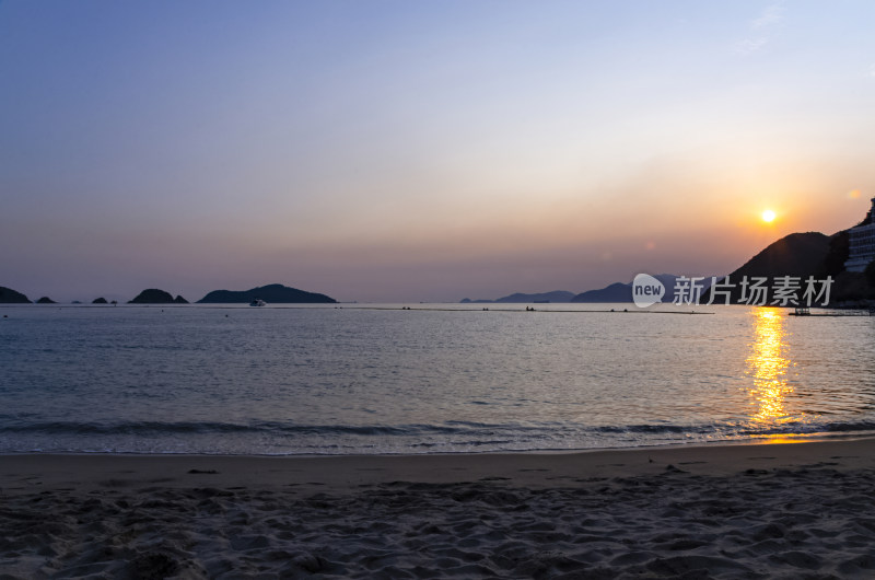 香港浅水湾沙滩海景与夕阳落日