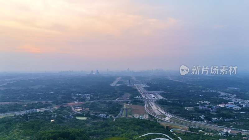 成都龙泉山丹景山狮子堡高空航拍日落