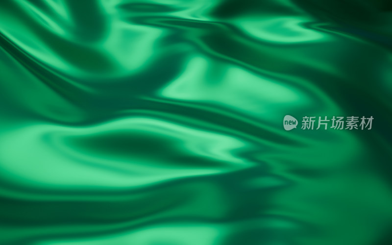 流动的绿色布料3D渲染