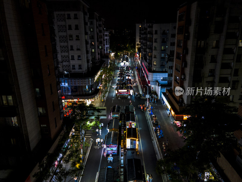 福建福州城市夜景交通航拍