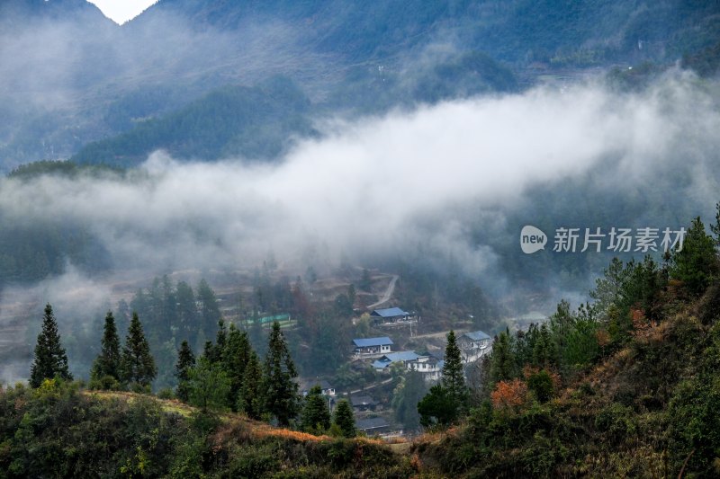 重庆酉阳：雾气中的山村田园