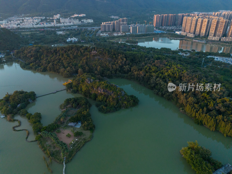 广东肇庆星湖风景区航拍