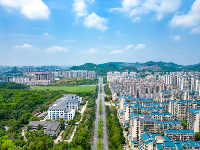 广西柳州城市风光建筑交通航拍图