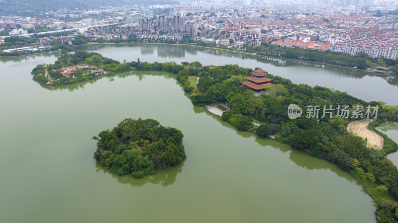 福建泉州西湖公园航拍