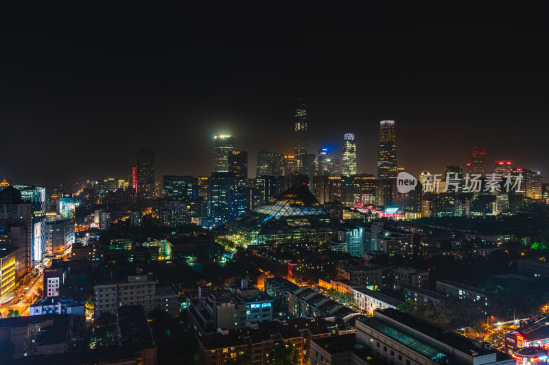 北京城市夜景俯瞰 高楼大厦灯火辉煌