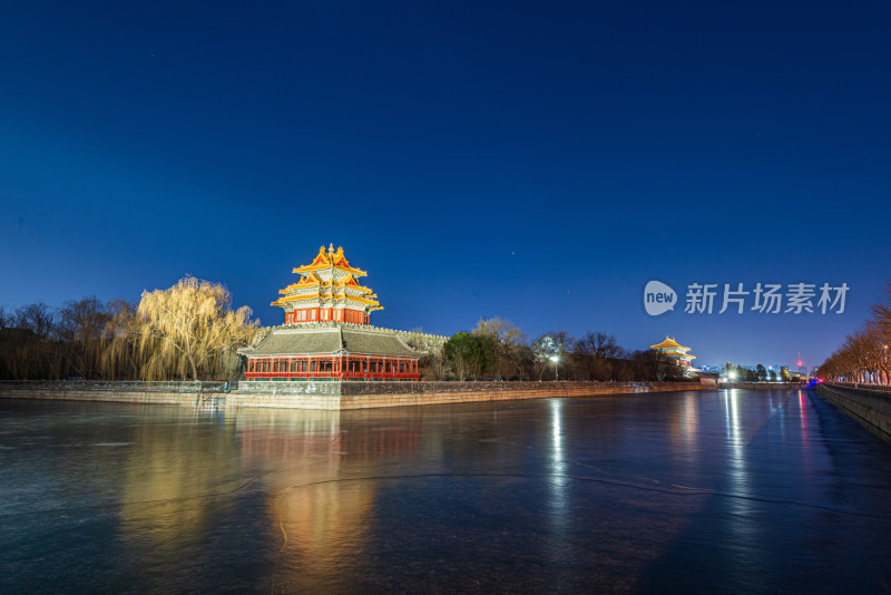 北京故宫角楼冬季夜景